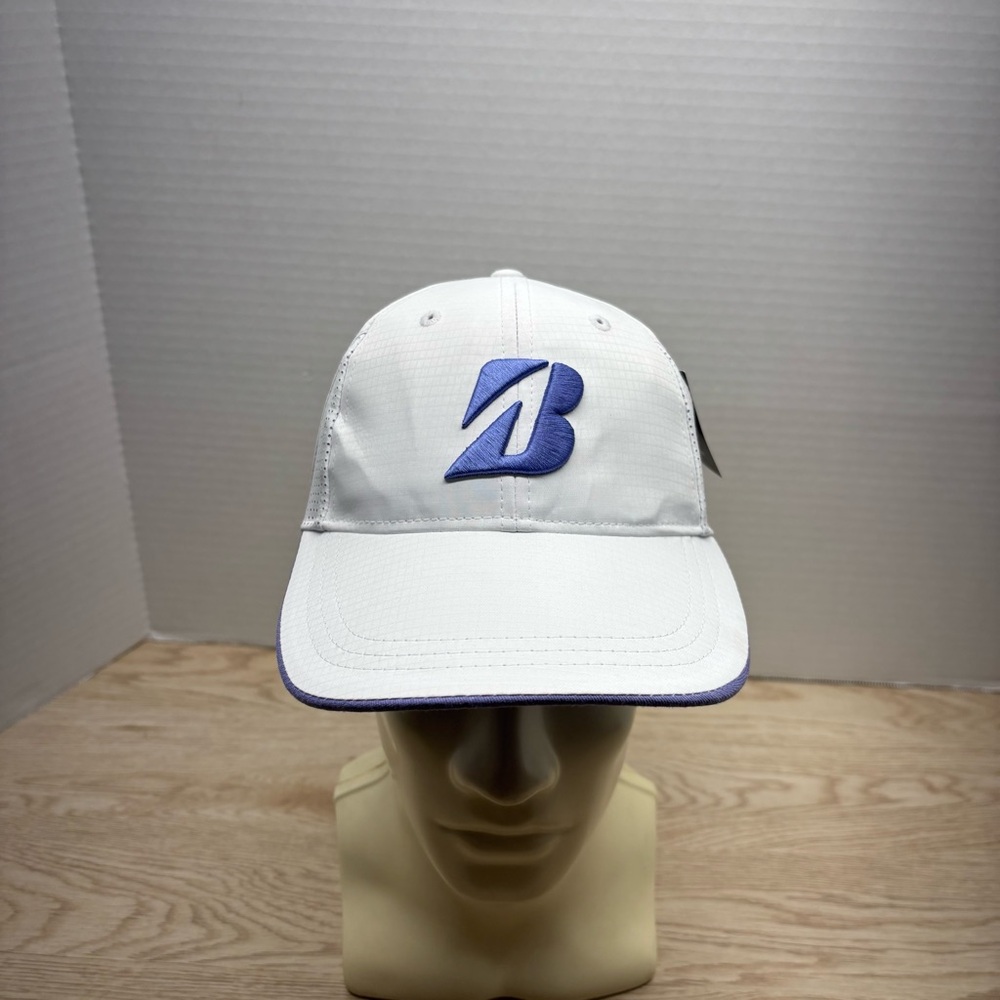 White and Purple Bridgestone Golf Cap